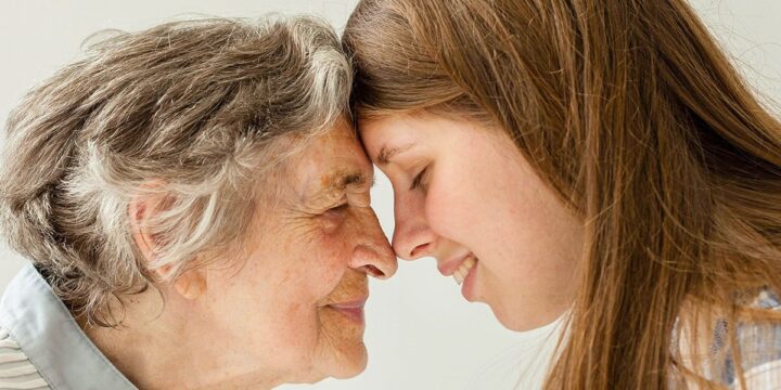 Grandmother with her adult grand daughter on Mother's Day