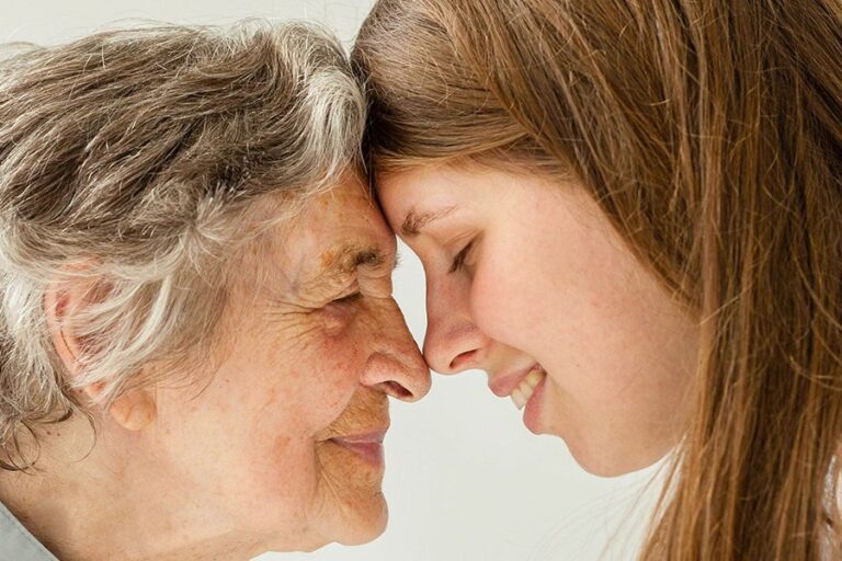 Grandmother with her adult grand daughter on Mother's Day