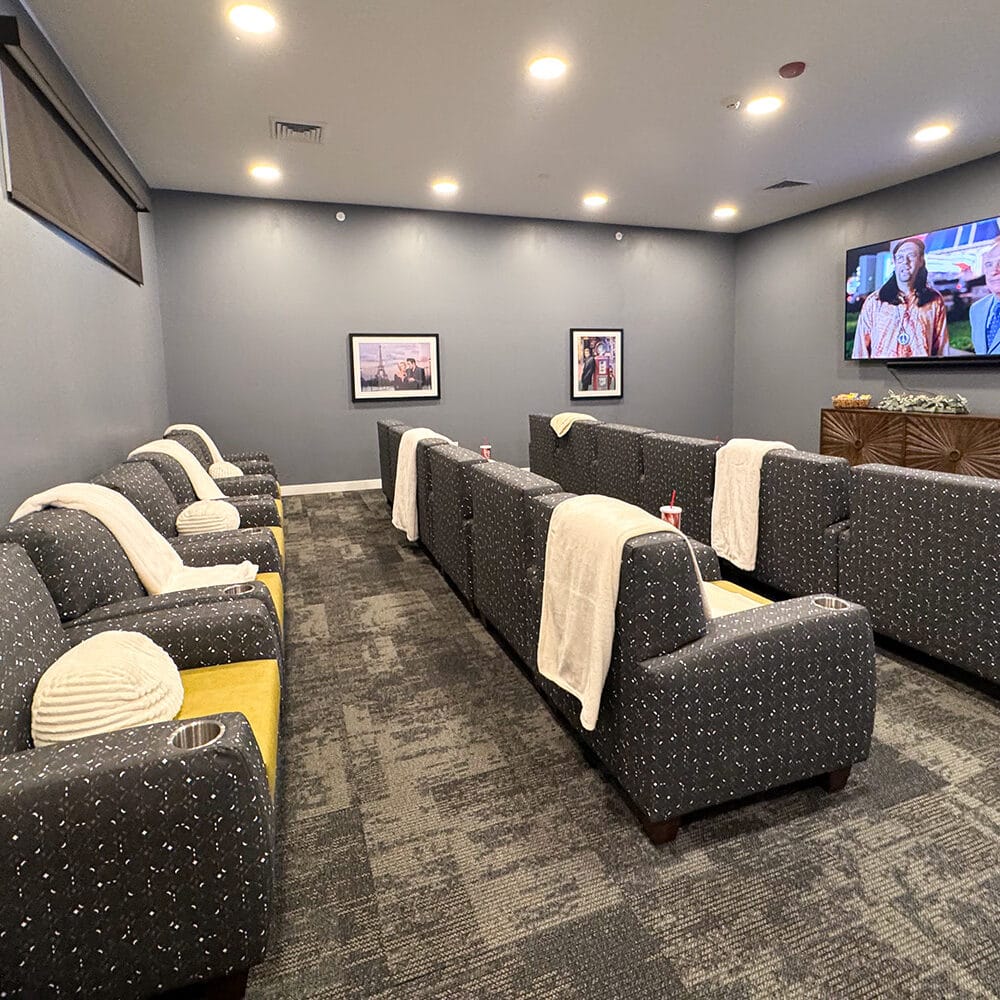 Theater with Casino playing on the big screen.