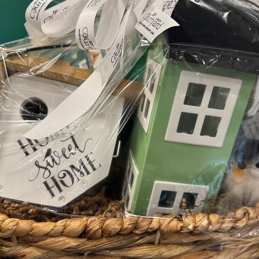 Raffle Basket with cute bird houses