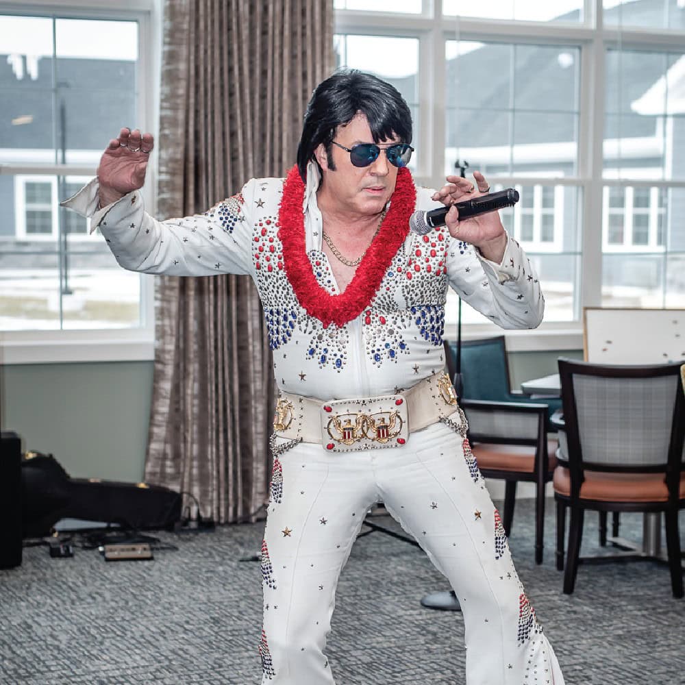 Elvis singing at the Grand Opening