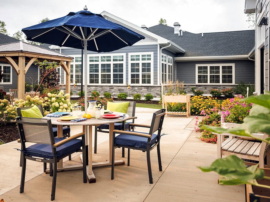 The courtyard patio area outside