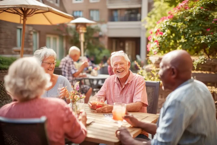 The Courtyard at Delta | Seniors having lunch