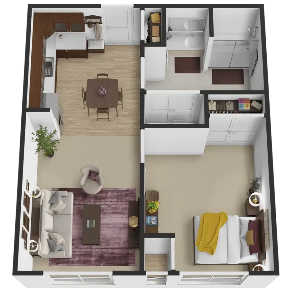 The Courtyard at Delta | The Oak | One Bedroom