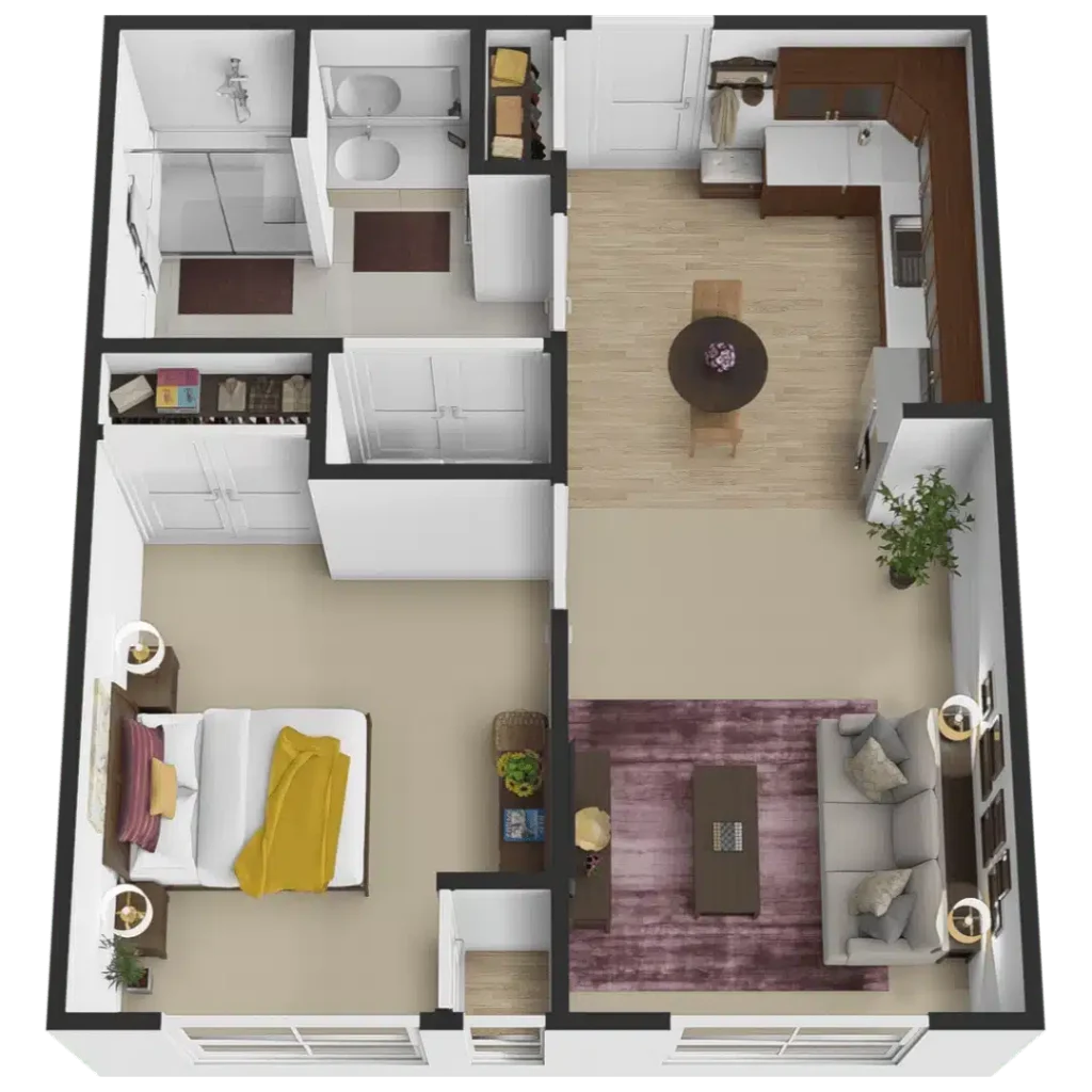 The Courtyard at Delta | The Oak | One Bedroom Accessible